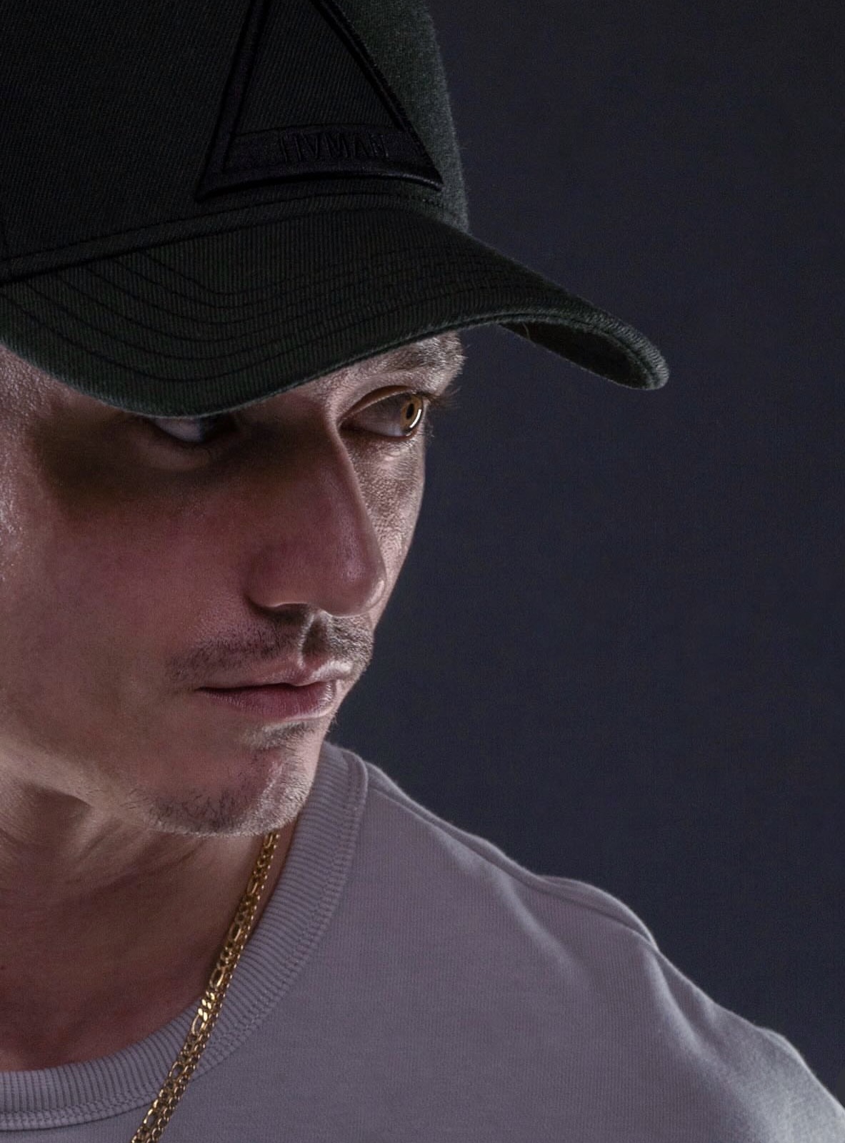 Dramatic close-up portrait of Leon Budrow